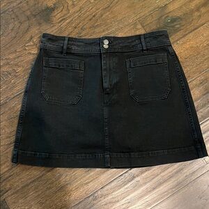 Madewell Black Denim Patch Pocket Skirt 8 EUC